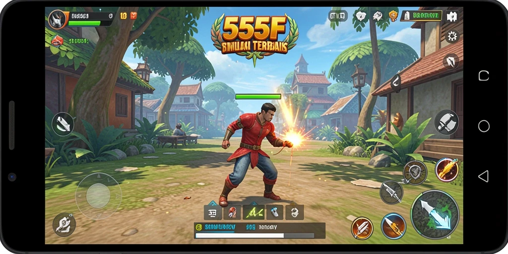 Tangkapan layar gameplay 555F yang menampilkan kehidupan virtual yang dinamis.