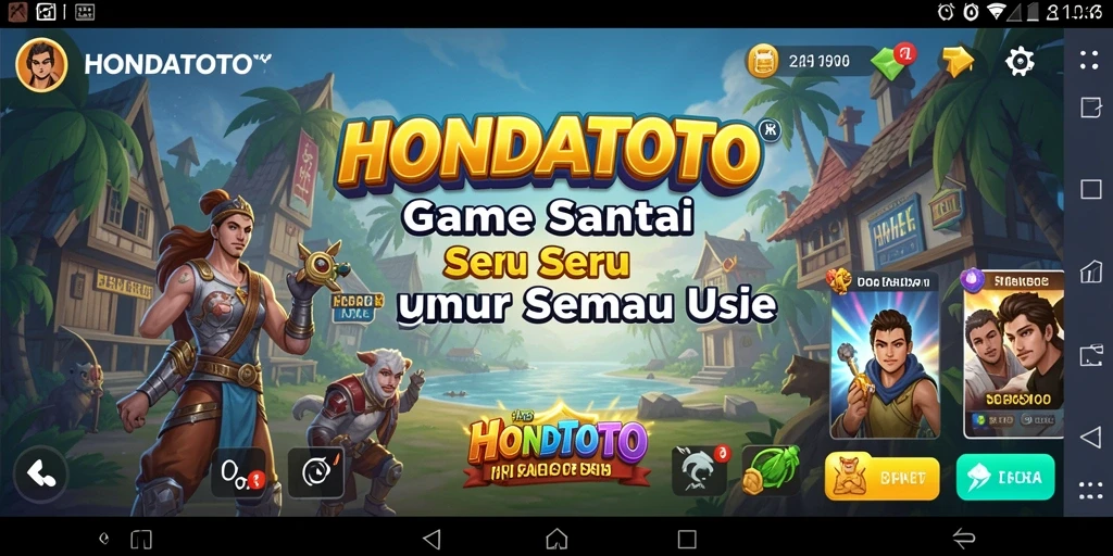 Screenshot gameplay HONDATOTO yang penuh warna dan menyenangkan.