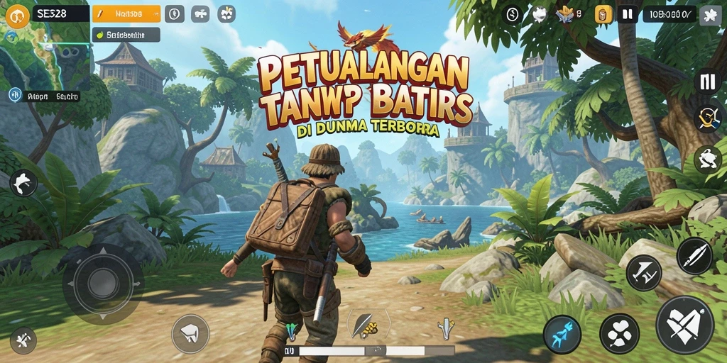 Screenshot gameplay SE328 menampilkan petualangan di dunia terbuka.