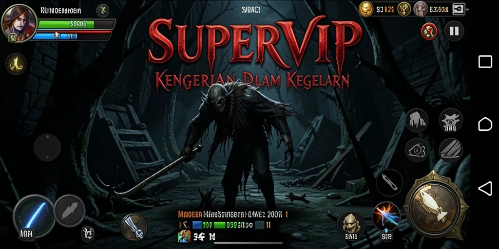 Tampilan gameplay SUPERVIP yang mendebarkan dan menakutkan.
